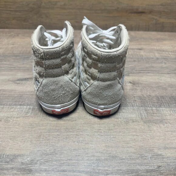 Vans Sk8-Hi Embossed Checkerboard Oat White Suede Sneakers Women's 8.5 - Picture 3 of 7